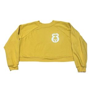 Spartan Bella Canvas Medium Mustard Yellow Cropped Pullover Fleece Workout